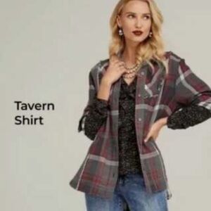 Cabi Tavern Shirt Shacket Side Pockets